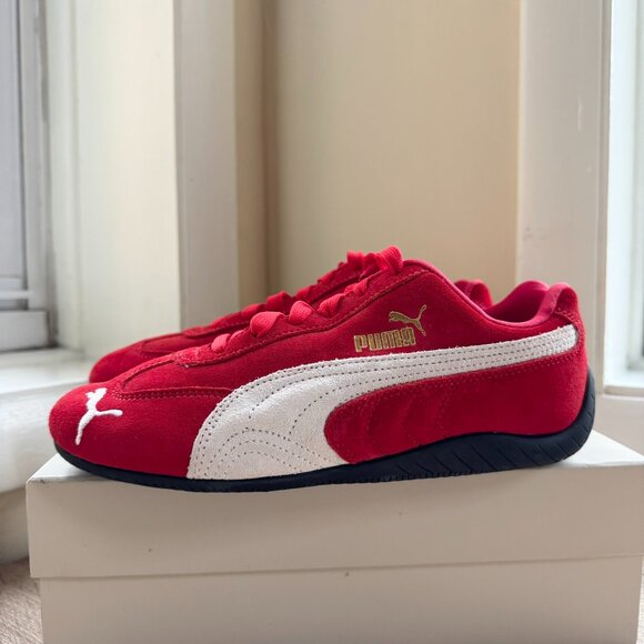 Puma Speedcat OG Sneakers Suede Red White Womens 7.5 - Picture 9 of 10